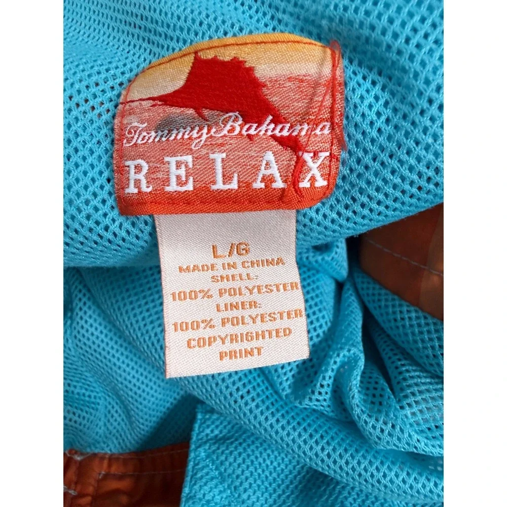 Tommy Bahama Relax Swim Trunks Mens L Orange Floral Tropical Print DadCore‎